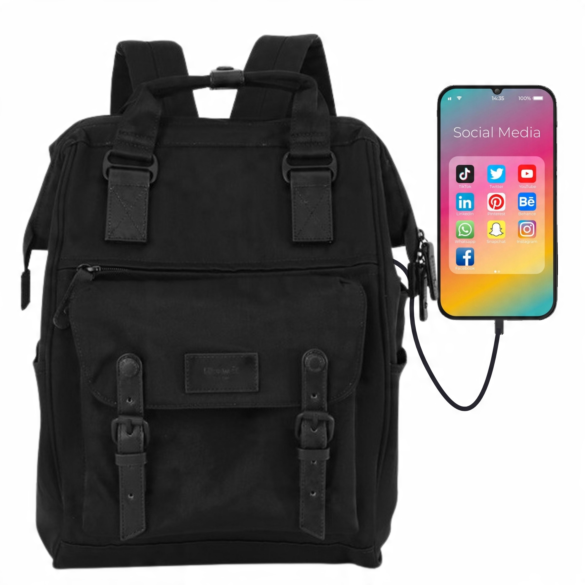 Štýlový Dámsky Školský Batoh Himawari s Priestorom na Laptop a USB Portom